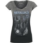 Anthrazitfarbene Kurzärmelige Metallica V-Ausschnitt Damenbandshirts Größe 4 XL für Festivals 