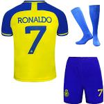 metekoc NASSR Riyadh Al Heim Ronaldo #7 Football Fußball Kinder Trikot Shorts Socken Jugendgrößen (Heim,26)