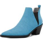 Blaue Spitze Ankle Boots & Klassische Stiefeletten ohne Verschluss in Breitweite für Damen Größe 36 