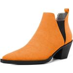 Orange Spitze Ankle Boots & Klassische Stiefeletten ohne Verschluss in Breitweite für Damen Größe 36 