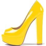 Gelbe Sexy Offene Peep Toe Pumps für Damen Größe 41 
