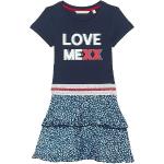 Marineblaue Kurzärmelige Mexx Midi Kinderkleider aus Baumwolle für Mädchen Größe 98 