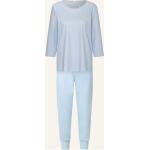 Hellblaue Mey Damenschlafanzüge & Damenpyjamas aus Baumwolle Größe M 