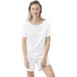 Weiße Mey Bio Nachhaltige Damenschlafanzüge & Damenpyjamas durchsichtig mit Knopf aus Baumwolle trocknergeeignet Größe M 