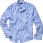 Blaue Mey&Edlich Stehkragen Stehkragenhemden aus Leinen für Herren für den für den Sommer 
