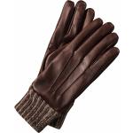 Braune Unifarbene Mey&Edlich Fingerhandschuhe aus Leder für Herren Größe 11 