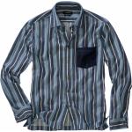 Reduzierte Blaue Gestreifte Mey&Edlich Shirts mit Tasche aus Baumwolle für Herren 