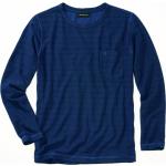 Blaue Gestreifte Langärmelige Mey&Edlich Bio T-Shirts aus Flanell für Herren Größe XL 