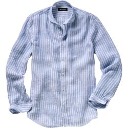 Mode Hemden Langarmhemden Q/S Q\/S Langarmhemd blau-wei\u00df Streifenmuster Casual-Look 