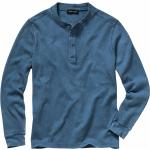 Blaue Langärmelige Mey&Edlich Henleykragen T-Shirts für Herren Größe XL 