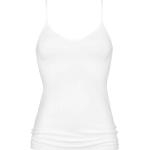 Weiße Mey Noblesse V-Ausschnitt Feinripp-Unterhemden aus Satin für Damen Größe M 