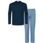 Blaue Gestreifte Mey Pyjamas lang für Herren Übergrößen 2-teilig 