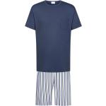 Blaue Unifarbene Mey Pyjamas kurz für Herren Übergrößen 2-teilig 