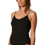 Schwarze Mey Noblesse V-Ausschnitt Feinripp-Unterhemden aus Baumwolle für Damen Größe L 