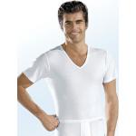 Weiße V-Ausschnitt Feinripp-Unterhemden aus Baumwolle für Herren 
