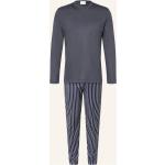 Dunkelgraue Gestreifte Mey Pyjamas lang aus Jersey für Herren Größe XL 