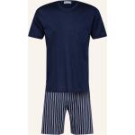 Hellblaue Mey Pyjamas kurz aus Baumwolle für Herren Übergrößen 