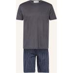 Dunkelgraue Kurzärmelige Mey Pyjamas kurz aus Baumwolle für Herren Übergrößen 