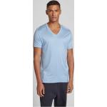 Hellblaue Unifarbene Mey V-Ausschnitt T-Shirts für Herren Größe M 