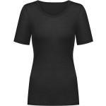 Schwarze Unifarbene Mey U-Ausschnitt T-Shirts enganliegend für Damen Größe S 