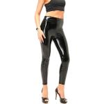 Schwarze Lack-Optik Sexy Lackleggings aus Fleece für Damen Größe XL 