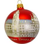 Rote Runde Christbaumkugeln & Weihnachtsbaumkugeln mit München-Motiv aus Glas 