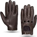 Braune Touchscreen-Handschuhe aus Leder für Herren Größe S 
