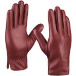 Rote Gefütterte Handschuhe aus Leder für Herren Größe M für den für den Winter 