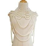 Weiße Schulterketten mit Echte Perle handgemacht für Damen zur Hochzeit 