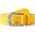 Gelbe Unifarbene MGM Ledergürtel mit Schnalle aus Leder für Damen Größe XL Länge 100 