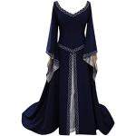 Blaue The Witcher Prinzessin Leia Maxi Mittelalterkleider für Damen 