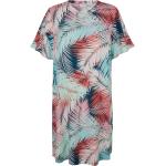 Reduzierte Korallenrote Halblangärmelige Mia Moda Tunika-Blusen mit Palmenmotiv für Damen Übergrößen Große Größen 