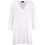 Reduzierte Weiße 3/4-ärmelige Mia Moda V-Ausschnitt V-Shirts für Damen Übergrößen Große Größen 