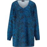 Reduzierte Royalblaue Animal-Print Mia Moda V-Ausschnitt Tunika-Blusen für Damen Größe L Große Größen 