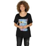 Schwarze Halblangärmelige Mia Moda Rundhals-Ausschnitt T-Shirts für Damen Größe L Große Größen 
