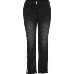 Schwarze Mia Moda Slim Fit Jeans aus Kunstfaser für Damen Übergrößen 