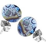 Silberne Pin Up Meme / Theme Minions Runde Blumenohrstecker mit Einhornmotiv für Damen 
