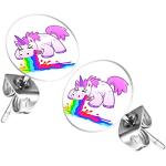 Pinke Pin Up Meme / Theme Minions Runde Blumenohrstecker mit Einhornmotiv für Damen 