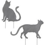 Graue 47 cm Mica Decorations Katzenfiguren mit Tiermotiv aus Eisen 