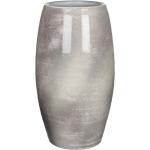 Hellgraue 30 cm Runde Vasen & Blumenvasen 30 cm glänzend aus Terrakotta 