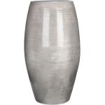 Hellgraue 39 cm Runde Vasen & Blumenvasen 39 cm glänzend aus Terrakotta 