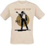 Michael Jackson T-Shirt - King Of Pop MJ - L bis XXL - für Männer - Größe L - beige - Lizenziertes Merchandise