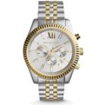 Silberne Michael Kors Lexington Armbanduhren aus Edelstahl mit Chronograph-Zifferblatt 