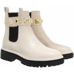 Cremefarbene Michael Kors Stark Ankle Boots & Klassische Stiefeletten mit Nieten mit Klettverschluss aus Leder für Damen Größe 37 