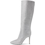Silberne Michael Kors Spitze High Heel Stiefeletten & High Heel Boots mit Reißverschluss aus Leder für Damen Größe 40 