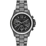 Reduzierte Schwarze Michael Kors Stahlarmbanduhren mit Mineralglas-Uhrenglas für Damen 