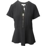Reduzierte Schwarze Michael Kors V-Ausschnitt Peplum-Shirts & Schößchen-Shirts mit Reißverschluss aus Polyester für Damen Größe M 