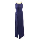 Reduzierte Blaue Vintage Michael Kors Lange Abendkleider mit Reißverschluss aus Viskose für Damen Größe M 