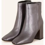 Anthrazitfarbene Michael Kors Karree Ankle Boots & Klassische Stiefeletten mit Reißverschluss aus Leder für Damen Größe 38 