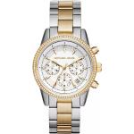 Silberne Michael Kors Ritz Damenarmbanduhren aus Edelstahl mit Analog-Zifferblatt ohne Ziffern mit Datumsanzeige mit Mineralglas-Uhrenglas 